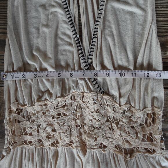 Free People Tunic Tank Top Womens Small Cream Megan Lace Embroidered Crochet - Picture 5 of 8